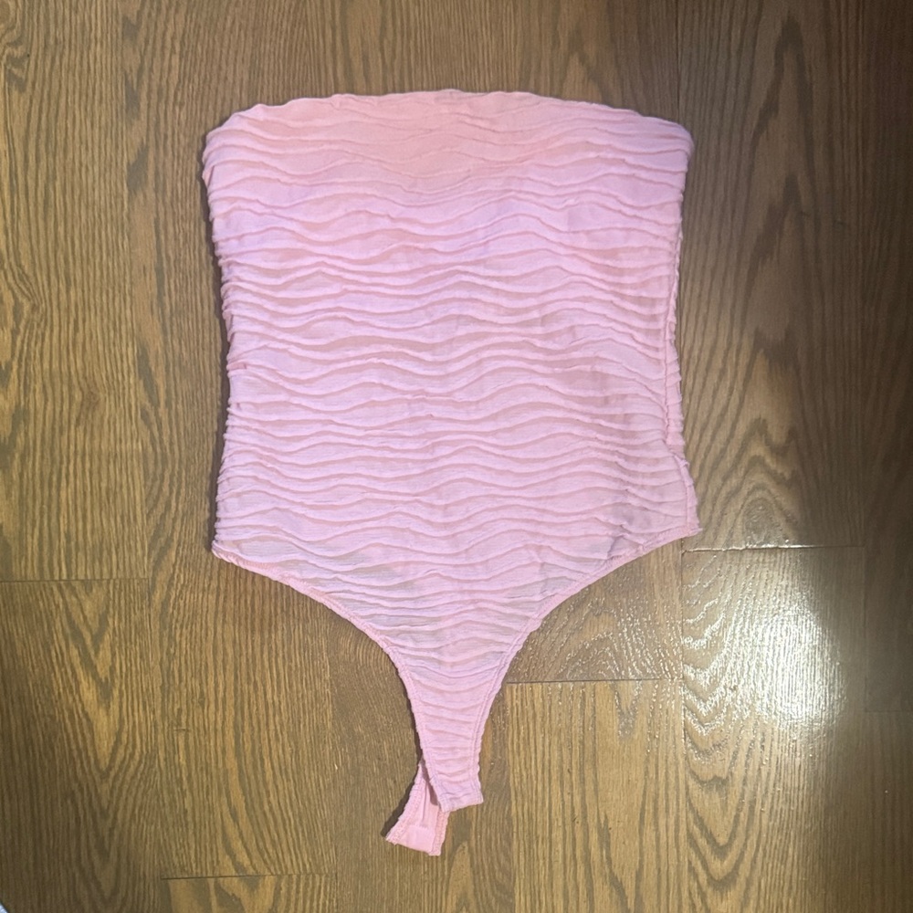 Pink Textured Bodysuit